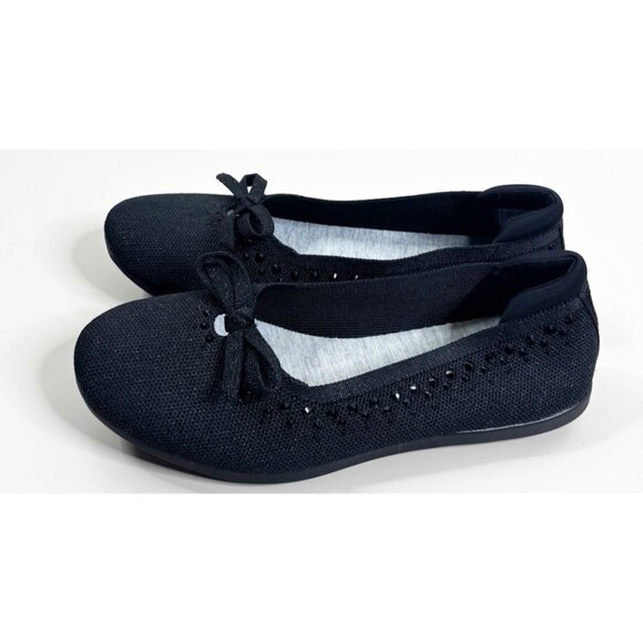 CLOUDSTEPPERS by Clarks Sz 7 Wide Knit Loafers Sparkle Jewel Black Slip-ons New - Picture 1 of 7
